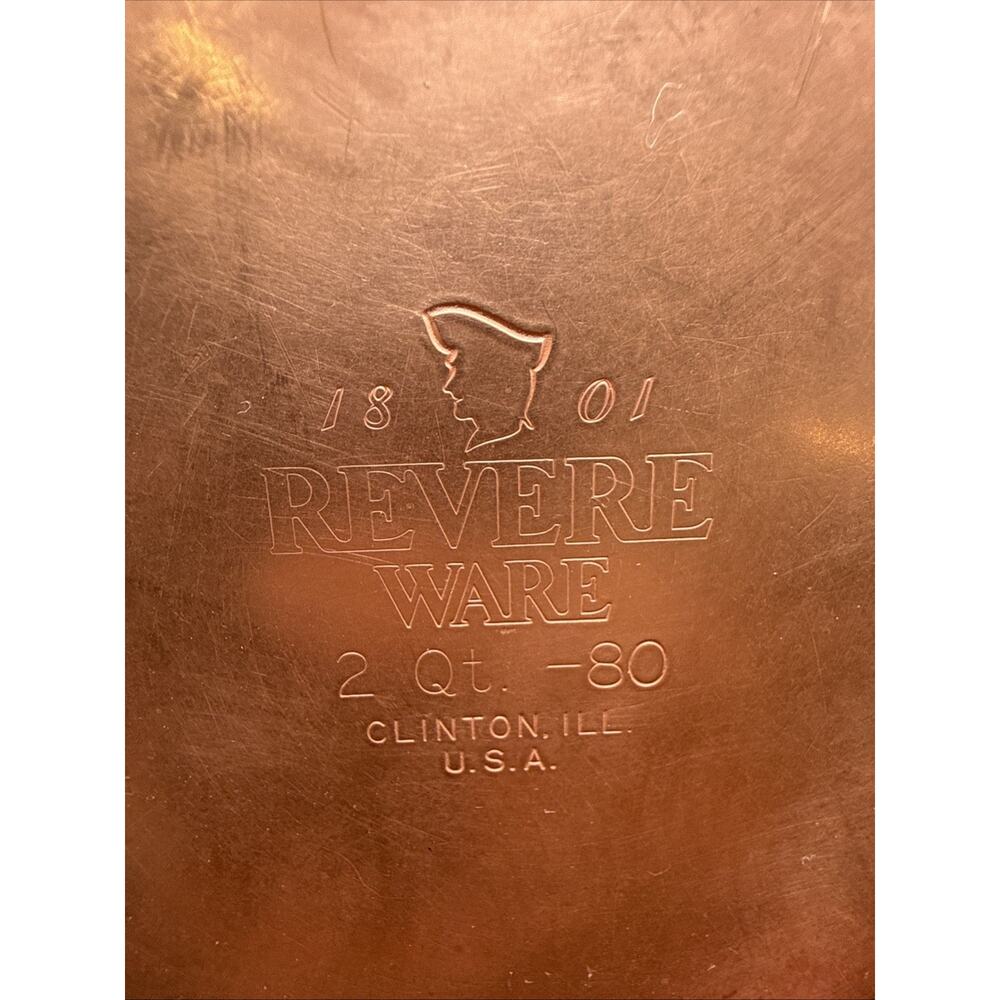 REVERE WARE 1801 2 Qt Copper Bottom Sauce Pan Pot With Lid Clinton, IL - Picture 6 of 6